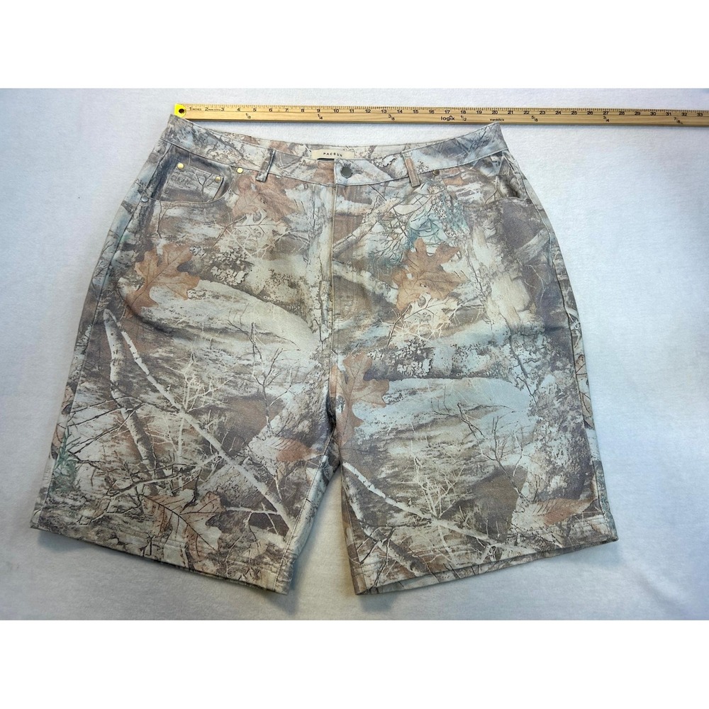 PacSun Baggy Camo Tree Denim Shorts Men's Size 38 Skater Nature Outdoor Gorpcore - Picture 3 of 12